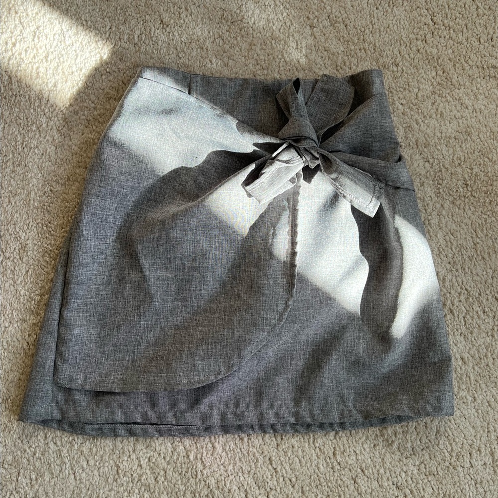 Grey Mini Skirt with Adjustable Side Ties